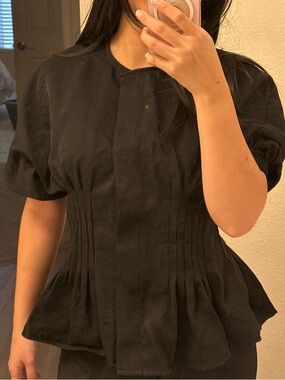 H&M Black Peplum Short-Sleeve Blouse